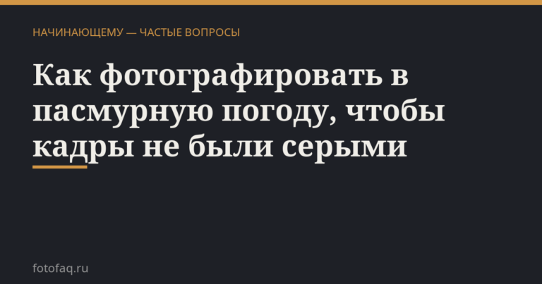 Как фотографировать в пасмурную погоду, чтобы кадры не были серыми
